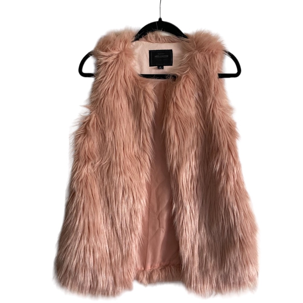 MISS LONDON BLACK LABEL PINK FAUX FUR VEST